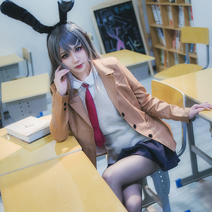 樱岛麻衣学姐cos服 假发鞋子青春猪头少年不会梦到兔女郎jk裙全套