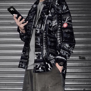 cavempt ce 鬼手满印长袖衬衫外套 c.e 日系复古男女宽松夹克潮牌