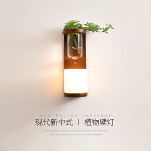 创意个性LED壁灯胡桃木色中国风床头灯简约新中式走廊灯具包邮