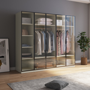 全铝家具铝合金衣柜定制玻璃门衣柜全铝衣柜家用卧室收纳衣橱柜子