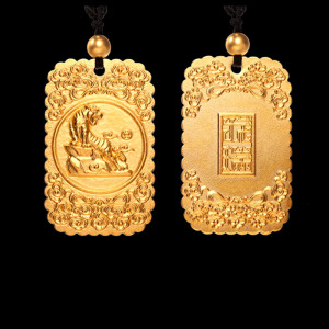 黄金项链吊坠传承古法金项链挂坠足金999.9 十二生肖金牌纯金吊牌