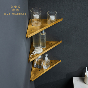 浴室转角置物架黄铜壁挂金色卫生间厕所三角收纳置物墙上挂篮轻奢