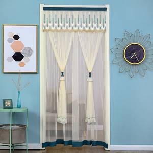 布艺室内夏季蕾丝防蚊纱门帘卧室客厅时尚隔断帘厨房卫生间免打孔