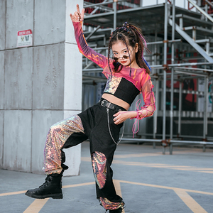 女童帅气爵士舞演出服套装儿童街舞表演服装酷帅少儿舞蹈秋季潮女