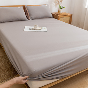 纯棉床笠单件全棉灰色简约风床笠罩1.51.8米单双人床罩水洗棉裸睡
