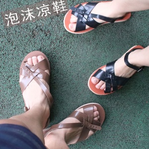 复古80后童年小时候的老式塑料凉鞋90年代软轻便底泡沫凉鞋男夏季