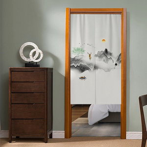 中式门帘隔断帘卧室遮挡隐私布帘厨房防烟客厅厕所免打孔家用挂帘