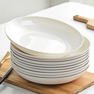 纯白盘子菜盘家用白瓷盘骨瓷深盘陶瓷圆盘6/7/8英寸餐盘碟子餐具