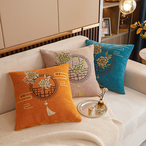 新中式抱枕欧式现代简约客厅枕头阳台飘窗家用雪尼尔提花沙发靠枕