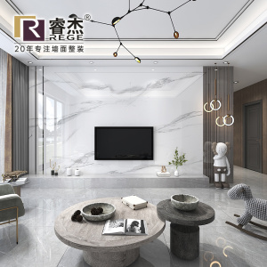 电视背景墙瓷砖现代简约客厅大理石影视墙石材金属条造型轻奢装饰