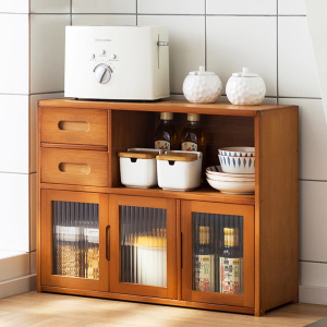 厨房置物架碗柜储物带门调料用品收纳柜子多层桌面多功能封闭橱柜