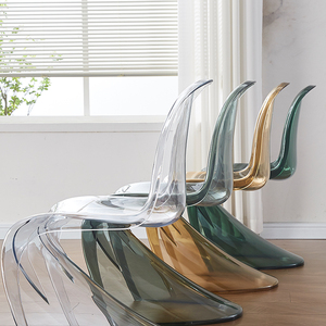 设计师款潘东椅透明凳子亚克力北欧s椅子餐桌餐椅艺术美人潘通椅