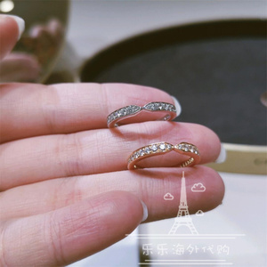 000人付款淘宝chaumet/尚美巴黎 plume戒指 18白金 镶钻 男女情侣对戒