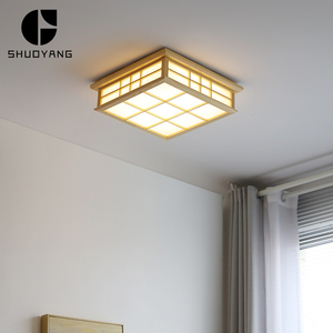 日式吸顶灯创意方形实木卧室和室榻榻米小客厅房间书房衣帽间灯具