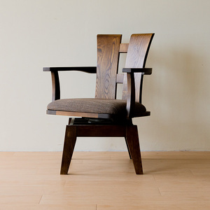 出口日本实木转椅做旧复工深色系黑胡桃色水曲柳红橡木餐椅扶手椅
