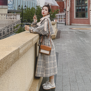 冰灵狮外贸淘宝2021秋冬宋佳明星同款风衣气质修身翻领过膝中长款