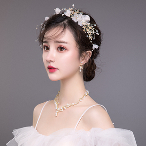 婚纱头饰新娘高级感法式头花超仙森系新款简约大气结婚礼服发饰品