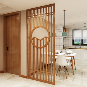 实木中式玄关装饰墙木条镂空屏风隔断客厅家用入户进门遮挡小户型