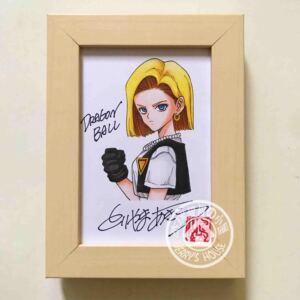 七龙珠 人造人18号 纯手绘手工签名画装裱原画 非鸟山明亲笔 定制