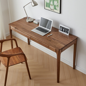 北欧实木书桌简约现代家用办公学习桌北美胡桃木橡木电脑桌写字台