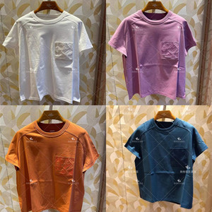 hermes爱马仕9折购物狂22春夏女士圆领刺绣口袋宽松插肩袖短袖t恤