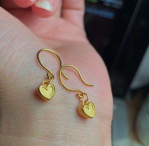 000人付款淘宝正品黄金999千足金耳钉女足金耳环弯钩款磨砂圆珠迷你