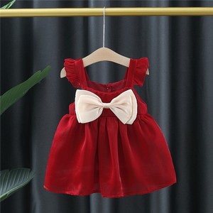 1-3岁女童洋气连衣裙春秋款2宝宝夏季红色公主裙婴儿周岁礼服裙子