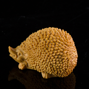 黄杨木木雕原木文玩摆件小刺猬手把件茶宠礼品送礼家居雕刻工艺品