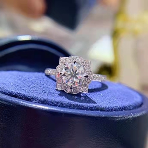 钻石空托女真钻 18k金小钻hw明星同款群镶碎钻戒托半成品厂家直销