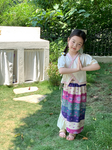 女童傣族服装两件套夏季儿童民族风傣妹上衣+半身裙宝宝度假套装