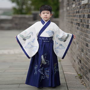 儿童古装汉服男童学生宋代古代书生诗人苏轼古诗词朗诵表演出服装