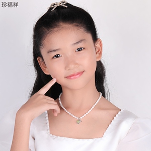 儿童珍珠项链学生女款天然淡水吊坠生日礼物女孩少女小珠链2021年