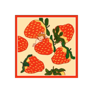 秋天橘色奶油草莓 flora卡通水果韩版方巾丝巾可爱少女装饰小领巾