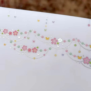 小桶手帐 韩国 hipwoong 胶带分装镭射吊坠和纸烫银花朵粉色