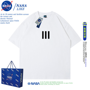 NASA白色短袖t恤男女上衣大码男士宽松夏季纯棉嘻哈潮牌半袖体恤