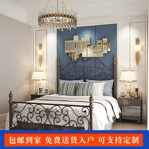 欧式复古铁艺双人床简约大气公寓床加厚加固设计铁架床欧式公主床