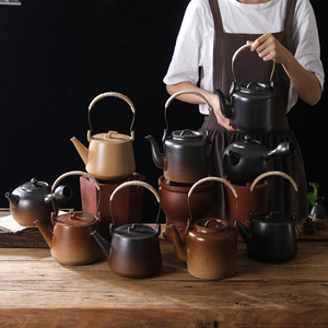 煮茶炭炉功夫茶炉粗陶耐火壶煮茶壶老式小火炉复古风碳炉红泥茶炉