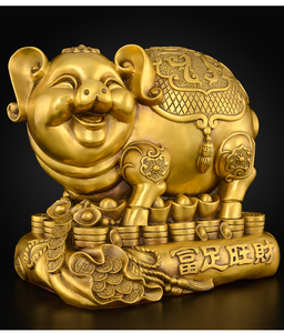 家居装饰生肖猪旺财金猪店铺办公室桌面旺事业富足旺财猪铜猪摆件