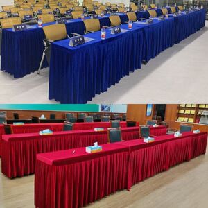 会议桌布婚庆加厚丝绒桌裙签到台裙展会活动冷餐桌套围裙台裙定做