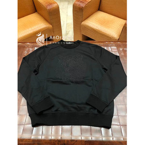 stefano ricci/史蒂芬2022春夏男装柳钉虎头黑色纯棉圆领长袖卫衣