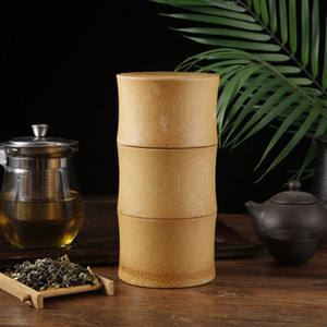 复古竹茶叶罐密封罐便携包装盒绿茶带盖中式储茶茶具竹筒醒茶叶桶