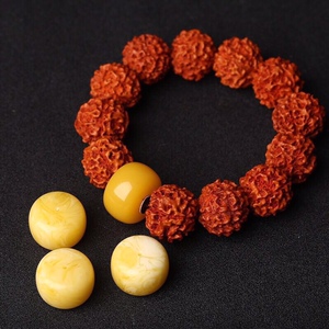 蜜蜡墩子鸡油黄鼓珠饼子文玩老蜡手串配珠扣子车轮珠配饰单珠饰品