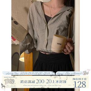jmwomen短款条纹假两件小背心衬衫女春季叠穿衬衣日系设计感上衣