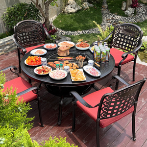 户外烧烤桌椅庭院休闲别墅室外大型烧烤架韩式无烟电烤家用烧烤炉