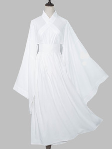 纯白色大袖中衣裙搭配中裙汉服日常改良女装春夏季大