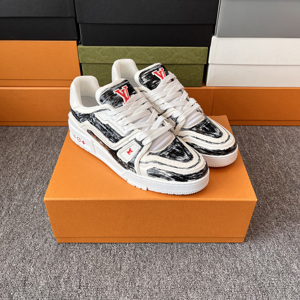 包冠希louis vuitton lv路易威登黑白涂鸦手绘trainer休闲板鞋