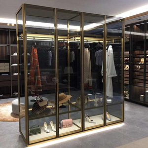 衣柜现代简约卧室家用衣帽间轻奢金属钢化玻璃衣橱红星美凯龙官方