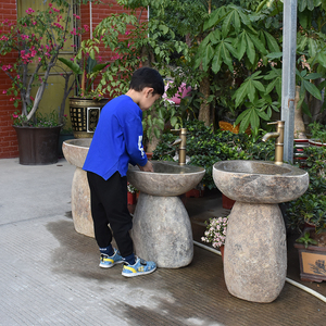 幼儿园石头洗手盆儿童立柱盆小孩洗脸盆庭院中小学学校户外洗手池