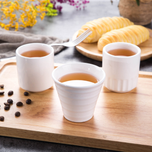 茶杯陶瓷纯白色家用小水杯办公会议商务酒店无把小杯子饭馆餐厅