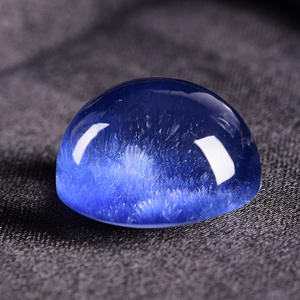 墨源巴西天然蓝发晶吊坠 蓝线石裸石椭圆稀有太阳花单独老矿花球